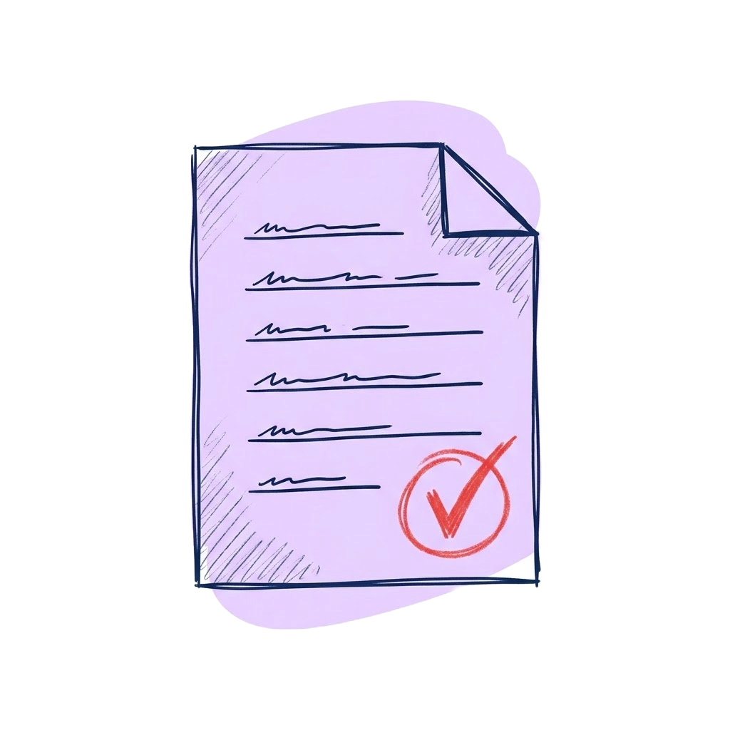 Sketched exam paper with a red circled grade