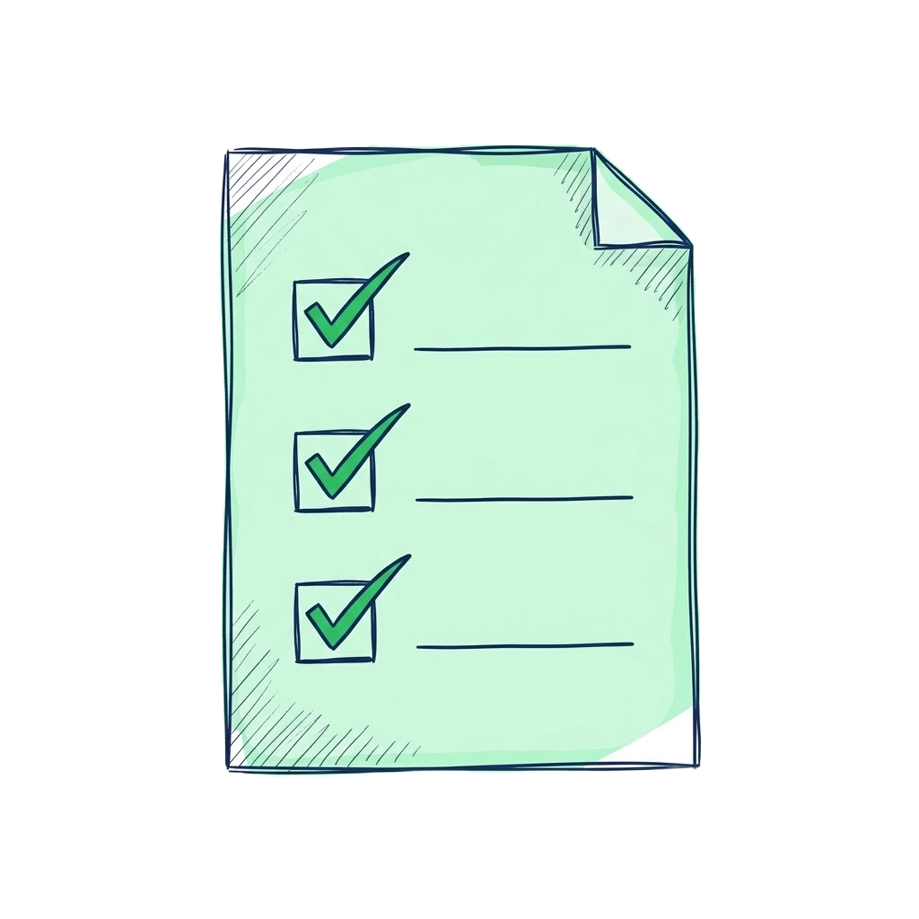 Sketched checklist with green ticks